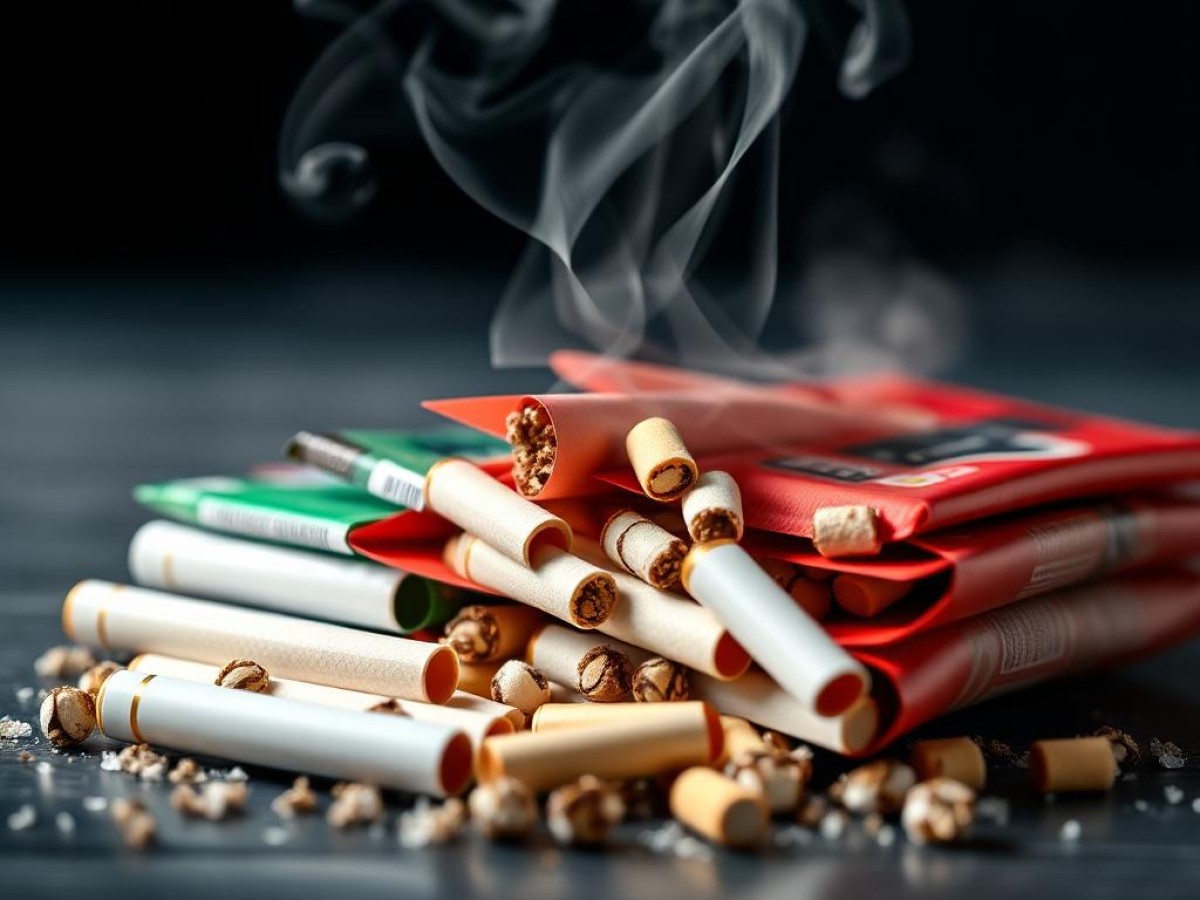 Main saisissant un sachet de nicotine